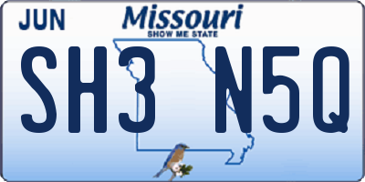 MO license plate SH3N5Q