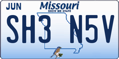 MO license plate SH3N5V