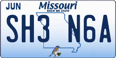 MO license plate SH3N6A