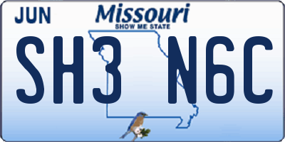 MO license plate SH3N6C