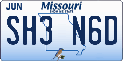 MO license plate SH3N6D