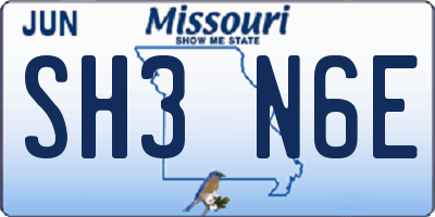 MO license plate SH3N6E