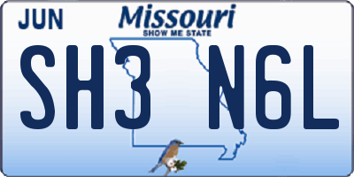 MO license plate SH3N6L