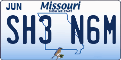 MO license plate SH3N6M