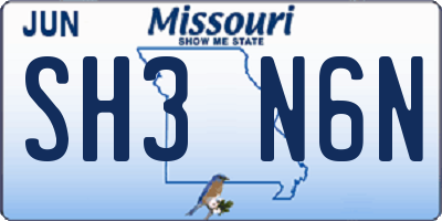 MO license plate SH3N6N