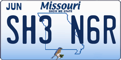 MO license plate SH3N6R