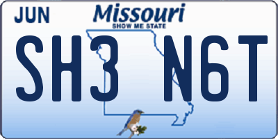 MO license plate SH3N6T