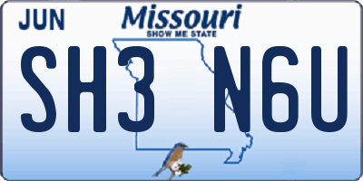 MO license plate SH3N6U