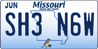 MO license plate SH3N6W