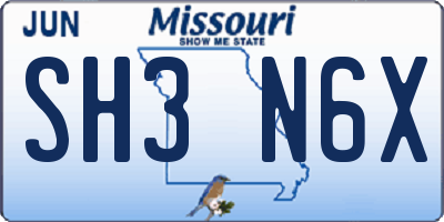 MO license plate SH3N6X