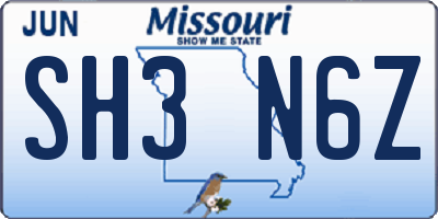 MO license plate SH3N6Z