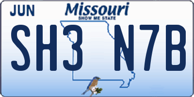 MO license plate SH3N7B