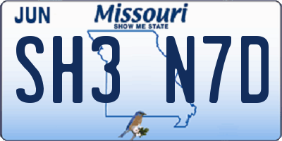 MO license plate SH3N7D