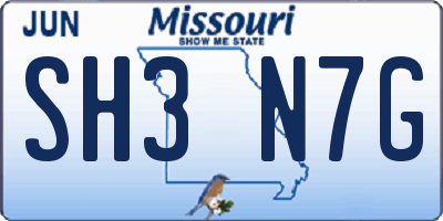MO license plate SH3N7G