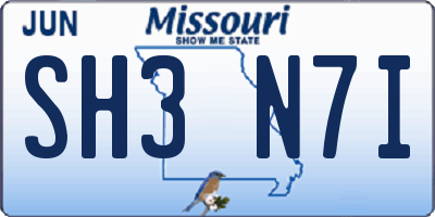 MO license plate SH3N7I