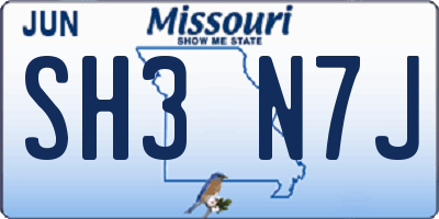 MO license plate SH3N7J