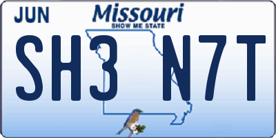 MO license plate SH3N7T