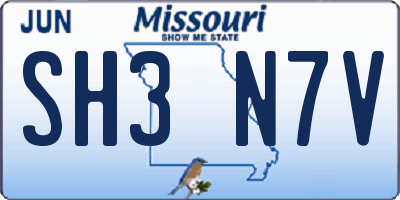 MO license plate SH3N7V