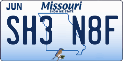 MO license plate SH3N8F