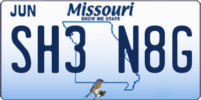 MO license plate SH3N8G