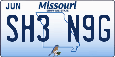 MO license plate SH3N9G