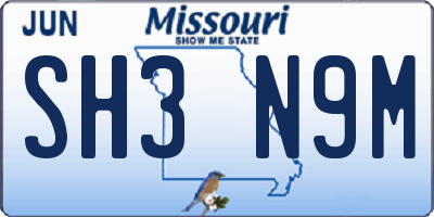 MO license plate SH3N9M