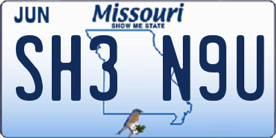 MO license plate SH3N9U