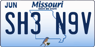 MO license plate SH3N9V