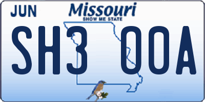 MO license plate SH3O0A