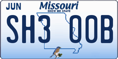 MO license plate SH3O0B