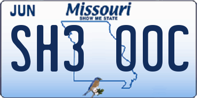 MO license plate SH3O0C