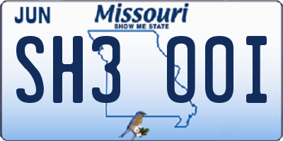MO license plate SH3O0I
