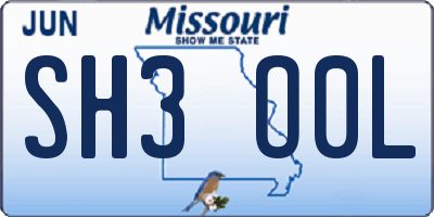 MO license plate SH3O0L