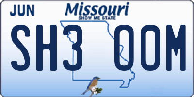 MO license plate SH3O0M