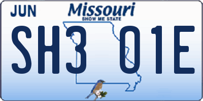 MO license plate SH3O1E
