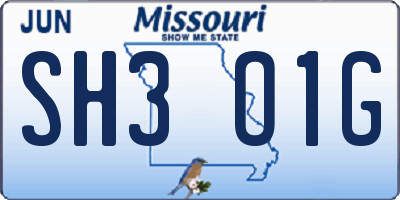 MO license plate SH3O1G