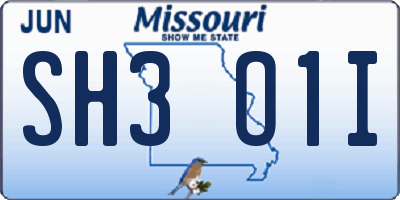 MO license plate SH3O1I