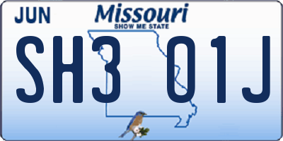 MO license plate SH3O1J