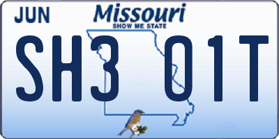 MO license plate SH3O1T