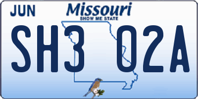 MO license plate SH3O2A