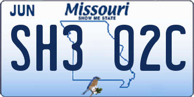 MO license plate SH3O2C