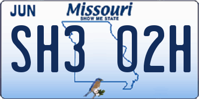 MO license plate SH3O2H
