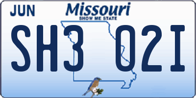 MO license plate SH3O2I