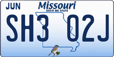 MO license plate SH3O2J