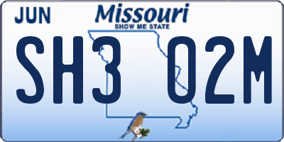 MO license plate SH3O2M