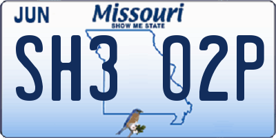 MO license plate SH3O2P