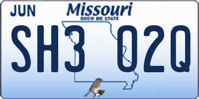 MO license plate SH3O2Q