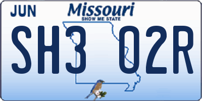 MO license plate SH3O2R