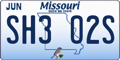 MO license plate SH3O2S
