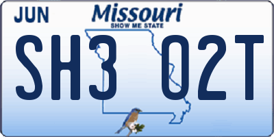 MO license plate SH3O2T